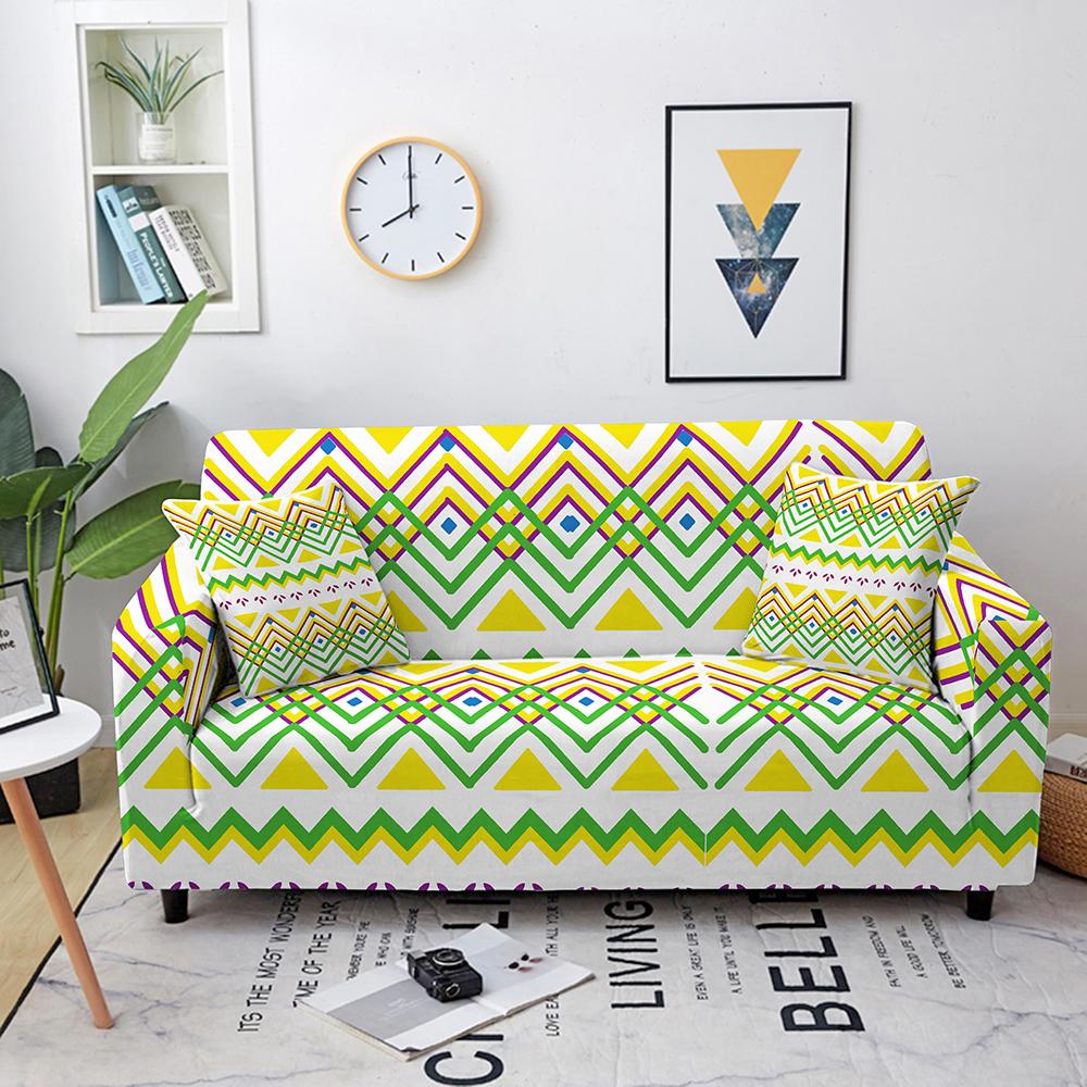 Geometry Design Sofa Cover Mandla Flower Pattern Section Corner Couch Cover Printed Spandex Elastic Sofa Slipcover