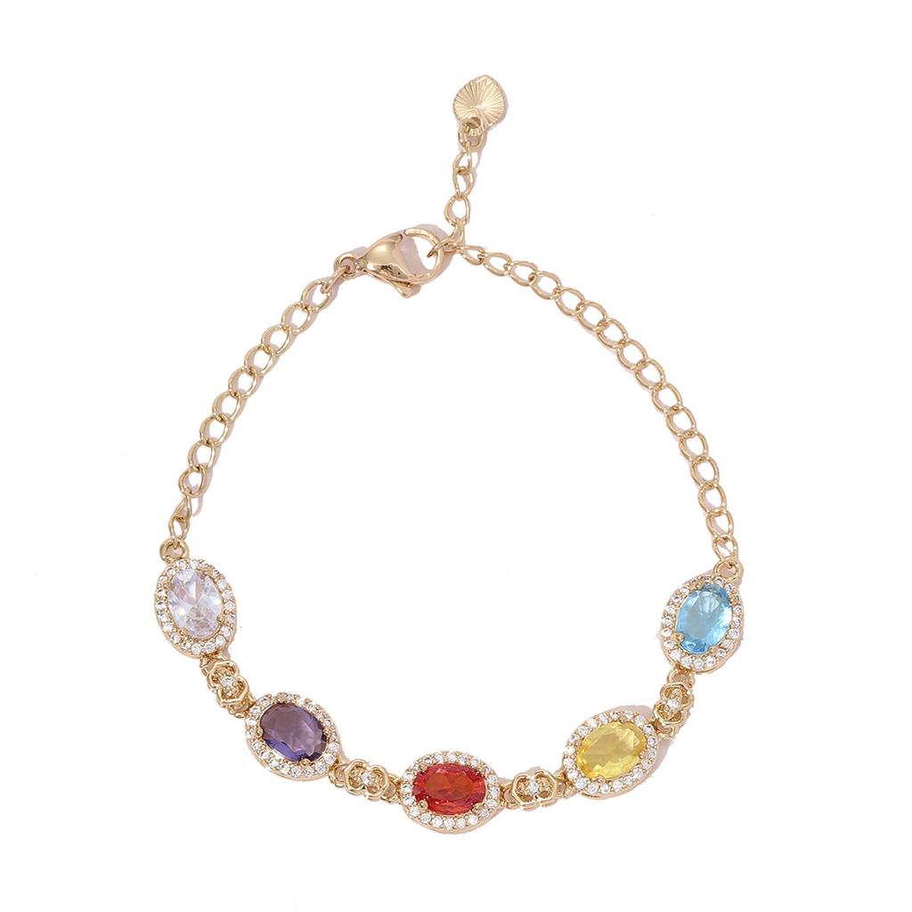 Color Zircon Bracelet, Simple and Versatile Thin Chain Women's Versatile Birthday Party Fashion High-end Jewelry