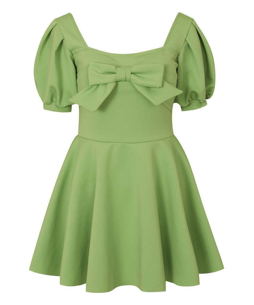 Soltipeullawo Union Ribbon Balloon Dress Olive
