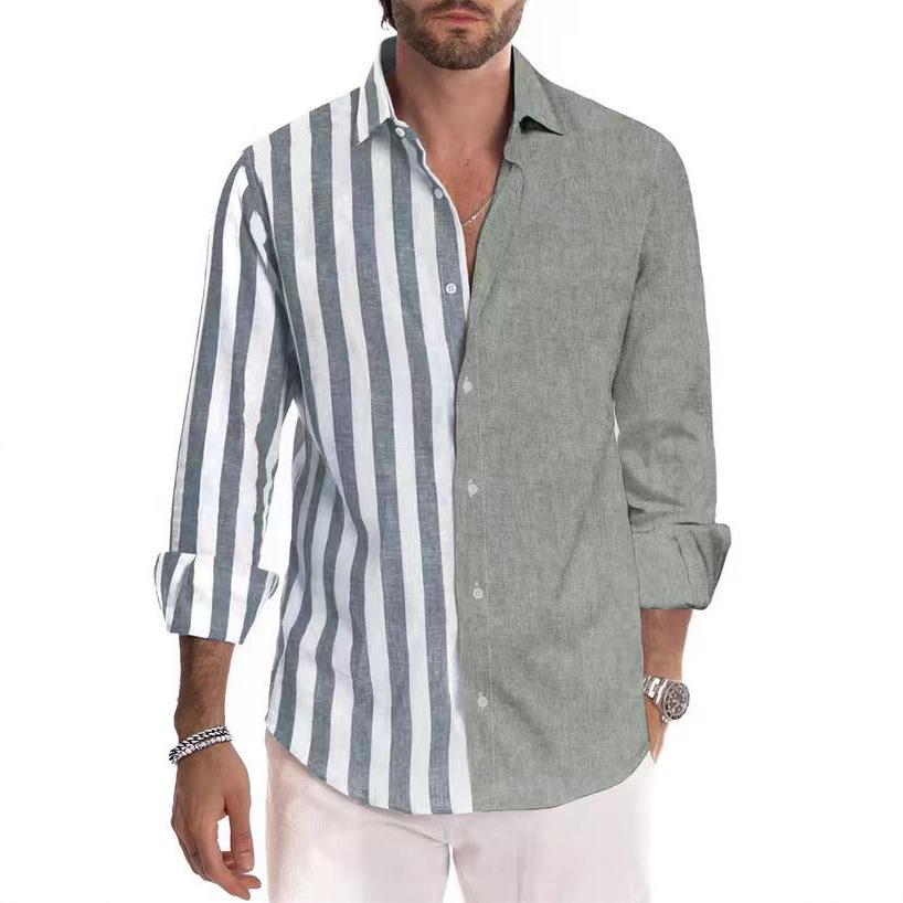 Men's Striped Long Sleeve Shirt - Spring/Autumn Fashion