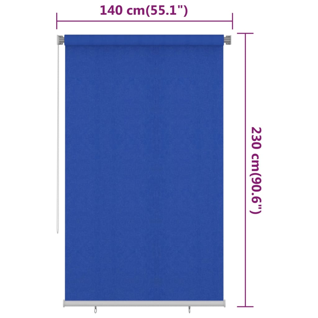 Vidaxl Roleta Zewnętrzna, 140X230 Cm, Niebieska, Hdpe
