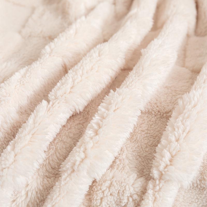 Soft Fluffy Checkerboard Sofa Cover: Taffeta Velvet & Cotton Jacquard Waffle Blanket