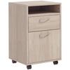 Office Pedestal Unit on Wheels with Drawer Cupboard and Niche for Documents and Suspended Files 40 x 35 x 60 cm Oak
