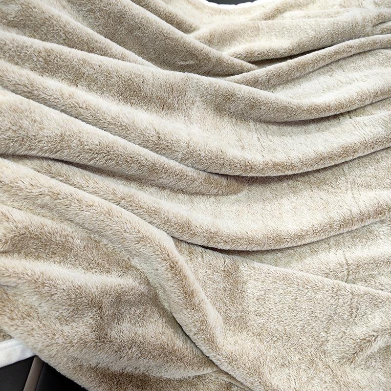 Double-Layer Silver Fox Fleece Rabbit Blanket for Office or Home