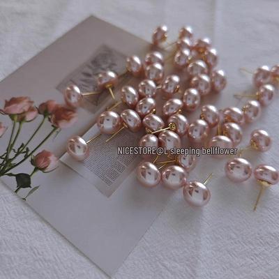 Sleeping Platycodon: Super Cute Pink French Bun Pearl Earrings with a Gentle Style