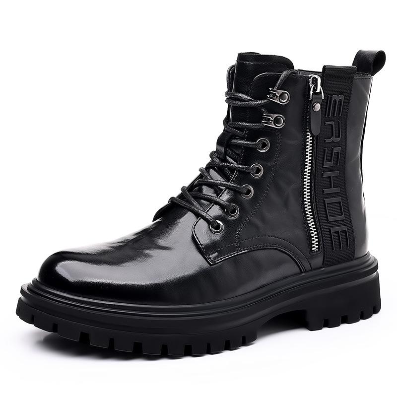 2023 Autumn Men's Black High-Top Martin Boots: Versatile British Style Casual Short Workwear