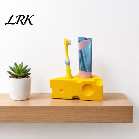 3D Printed Toothpaste Holder Storage Rack, Cheese Shaped Toothbrush Moisture-proof Bathroom Organizer Holder, Moisture-Proof Multi-Sized Holes