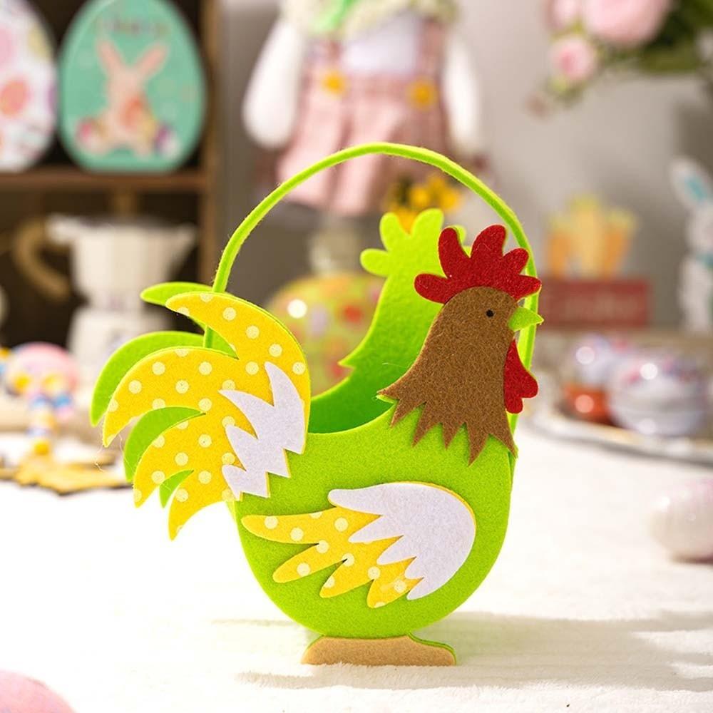 Cartoon Cock Felt Chicken Basket Cut Easter Storage Case Rooster Candy Box Wedding Ornaments