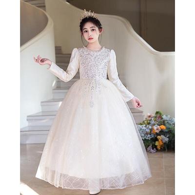 Girls' Elegant Long-Sleeve Princess Dress for Special Occasions