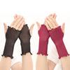 Ruffle Anti-UV Cycling Driving  Mesh Half Finger Gloves Women Mittens Fingerless Gloves