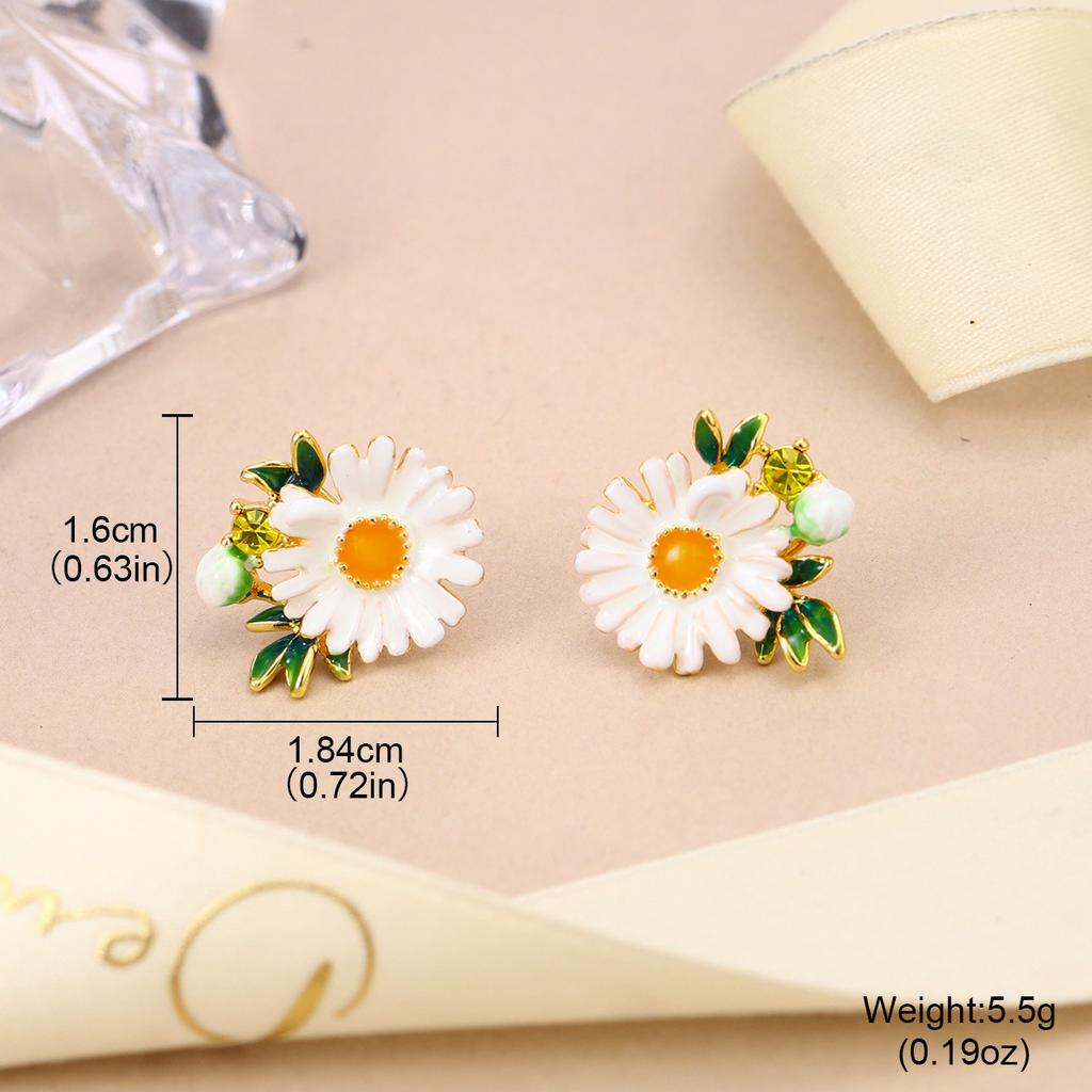 Gradual Change Mori Spring and Summer New Silver Needle Pearl Flower Earrings New Earrings Color Retention Earrings