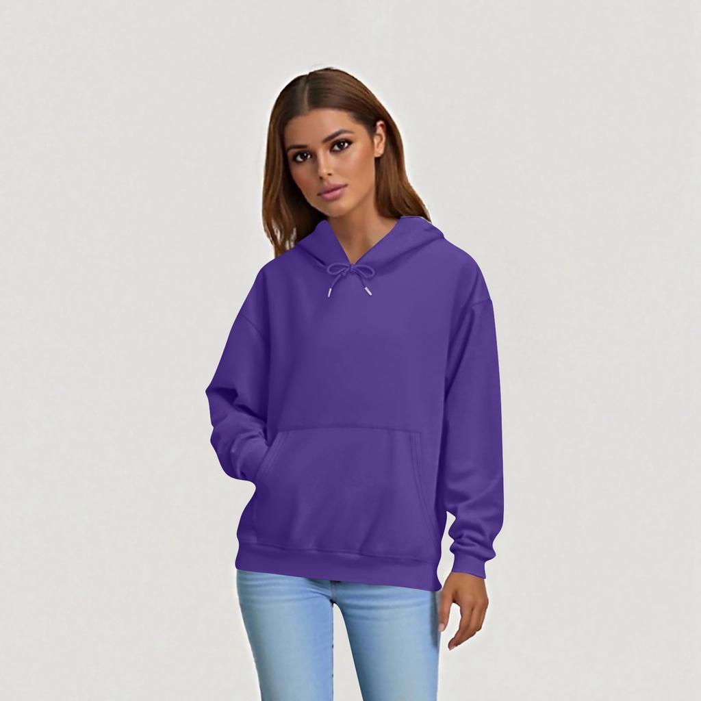 Dámská móda Denní ležérní mikina s dlouhým rukávem jednobarevná