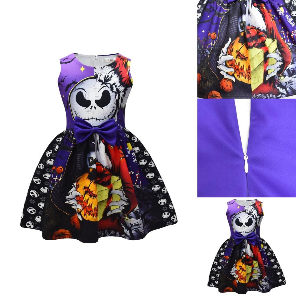 Sally Face Girls Sleeveless Dress With Pleated Design And Cartoon Pattern For Holiday Celebrations