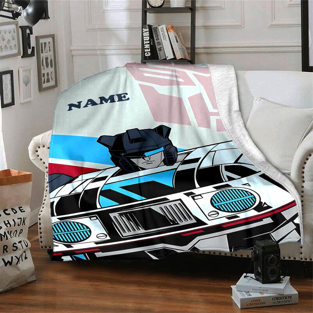 Custom Name Transformers Theme Printed Blanket - Perfect for Couch, Bed, Travel & Outdoor Use | Machine Washable, Cozy & Durable.