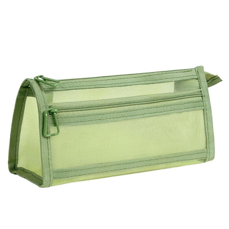 Large Capacity Pencil Bag Pen Case Clear Pencil Case Double Layers Mesh Pencil Pouch Mesh Bag School Office Supplies