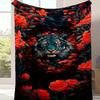 1pc Tiger And Flowers Pattern Blanket,Soft And Comfortable Blanket, Travel Sofa Bed, Office Home Decor, Birthday Gift Blanket, Boys, Girls