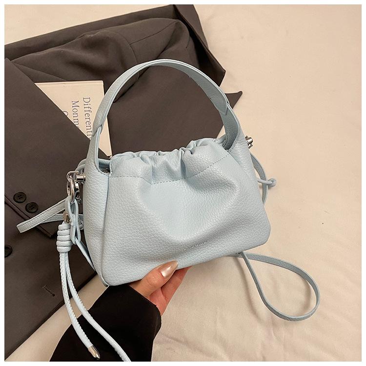 Korean Ins Trendy Fashion Pleated Bucket Bag 2025 Summer New Simple Shoulder Bag Slack Gentle Women's Bag