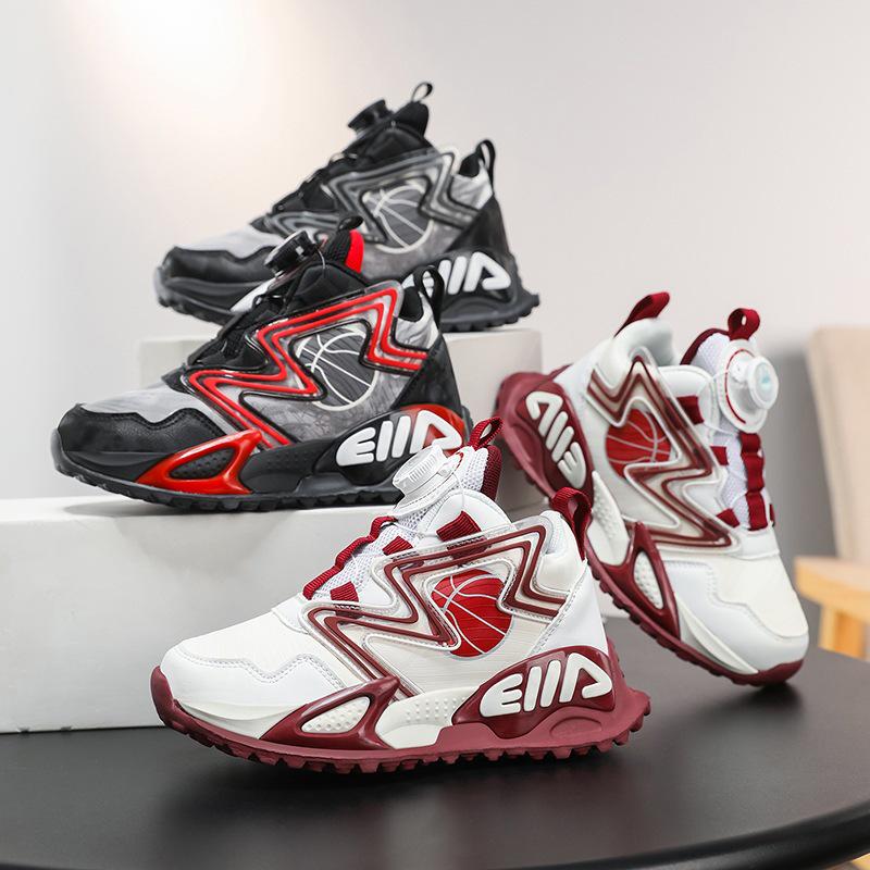Boys' Trendy Rotating Buckle Basketball and Running Shoes - Autumn/Winter Collection