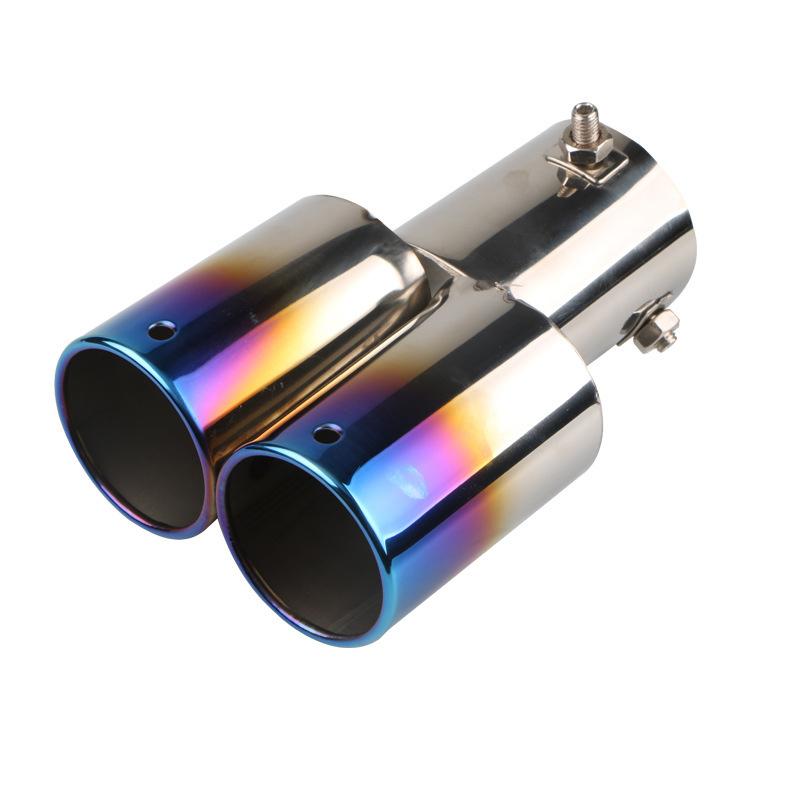 Universal Double Exhaust Tips Colorful Muffler Exhaust Stainless Dual Tail Pipe Muffler Round Carbon Fiber Exhaust Tips Car Deco