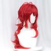 Diluc peruka Cosplay rude włosy długie kręcone stylizowane żaroodporne dla dorosłych mężczyzn kobiety Halloween do odgrywania ról + czapka z peruką
