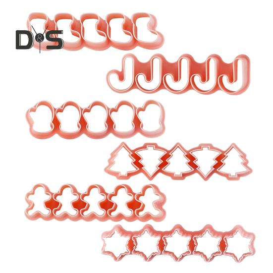 

6 шт. Рождественские формочки для печенья Мини 3D штампы для выпечки DIY пресс-формы пряничный человечек рождественская елка снежинка кухонный гаджет для праздничных мероприятий розовый