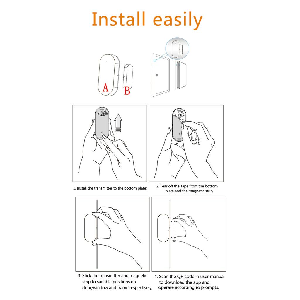WIFI dveřní senzory Alarmy Kontakt Bezdrátový dveřní okenní magnetový detektor vstupu Senzor pro domácnost