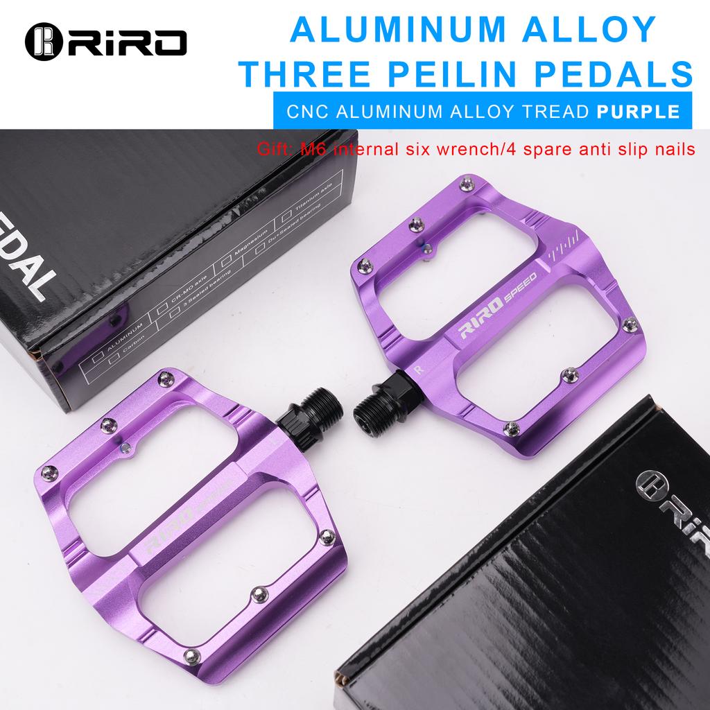 RIRO 3 Bearing Bicycle Pedal Aluminum Alloy Road Bike Pedal Non-slip Mountain Bike Pedals Sealed Bearing Bicycle Flat Pedals 6