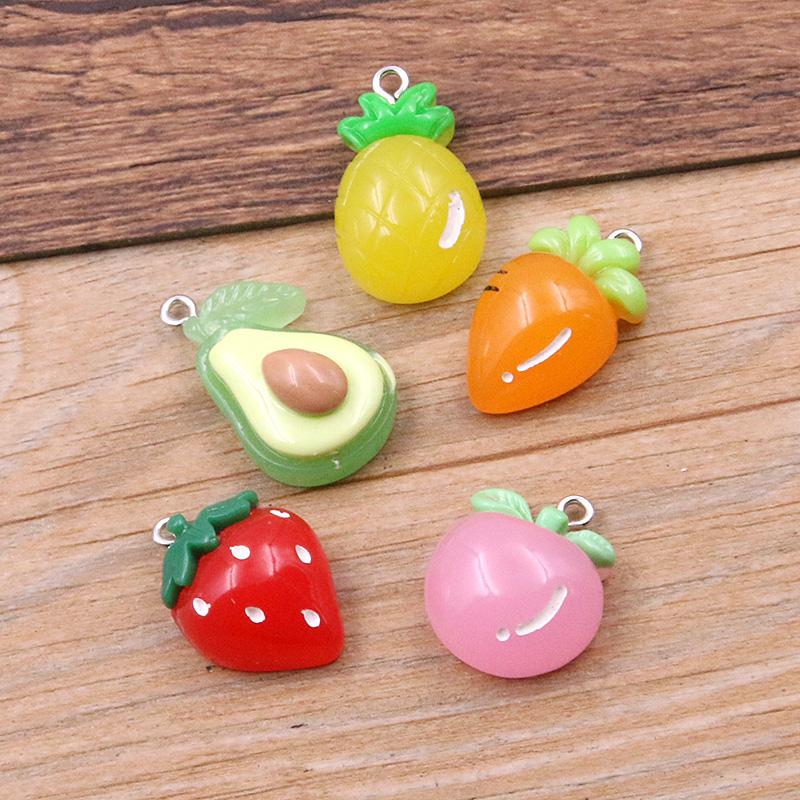 10Pcs 37 Styles Mix Fruit Animals Popsicle Candy Resin Earring Charms Diy Findings Keychain Bracelets Pendant For Jewelry Making