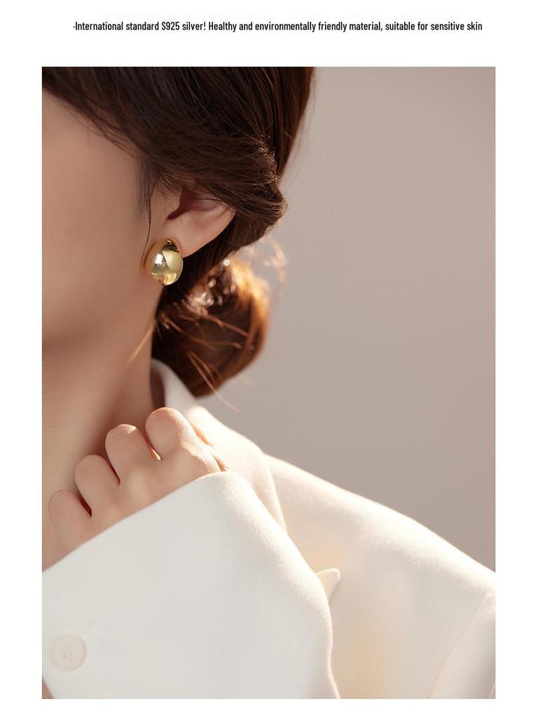 Banyan Tree S925 Silver Hollow Teardrop Earrings - Women's Smooth, Bold, High-end Fashion Statement