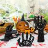 3Pcs with Candle Halloween Life-Sized Hands Decoration Black Ghost Hand Storage Hook  Table