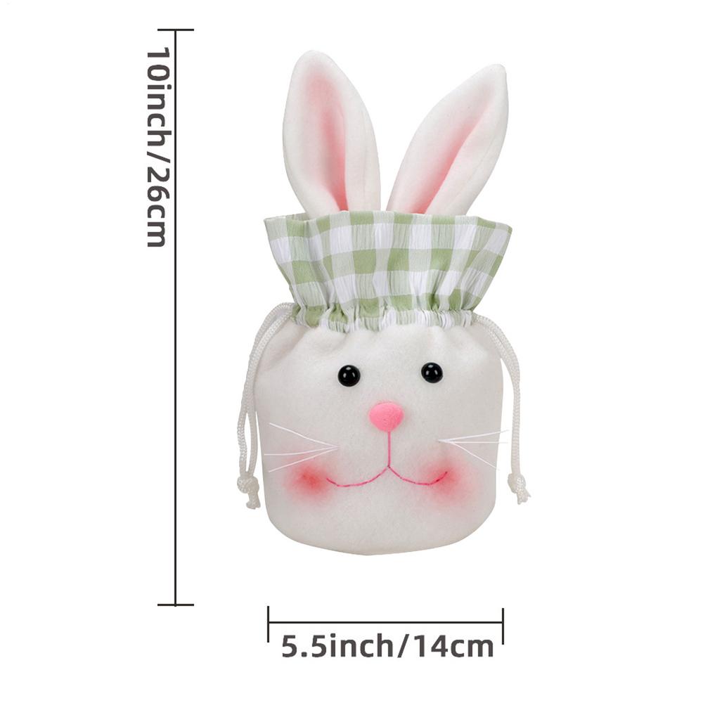 Easter Rabbit Candy Bag Large Cute Long Ears Bunny Plush Drawstring Gift Bag Easter Treat Bags Spring Decor For Kids Boys Girls