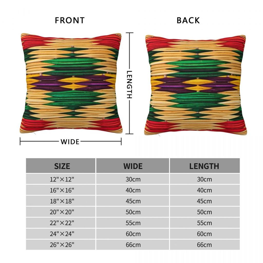 Braided Rattan Wood Wicker Square Pillowcase Cushion Cover Pillow Case Throw Pillow Cover for Home Bedroom Car
