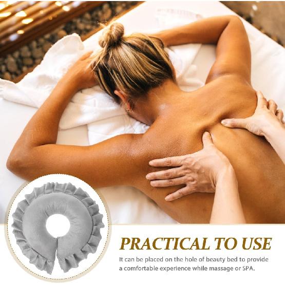 Grey U-Shaped Massage Pillow Cradle Cushion for Massage Table Comfortable Face Relax Pillow for Easy to Clean Beauty Salon and Home Use