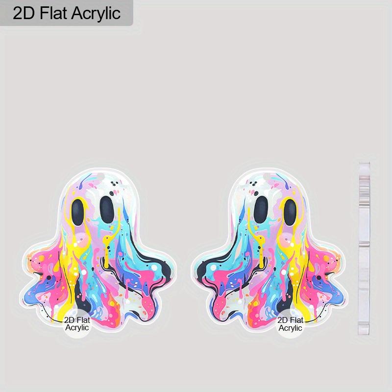 2D Flat Halloween Ghost Earrings for Women Cute Cartoon Ghost Dangle Earrings Acrylic Fun Spooky Earrings BOO Halloween Theme Jewelry