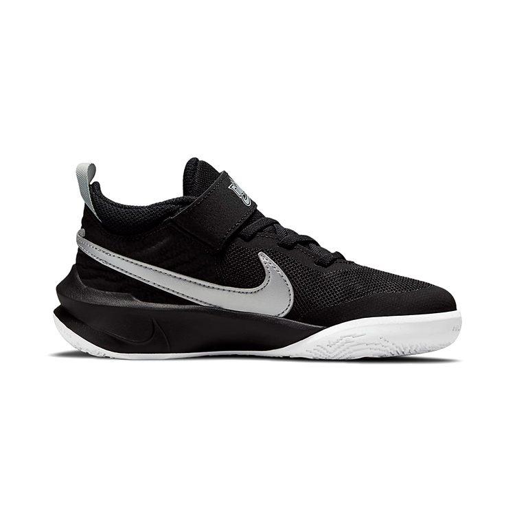 Nike Team Hustle D 10 Slip Resistant Cushioning Abrasion Resistant Low Top Children's Basketball Shoes Black White CW6736-004