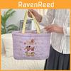 Adorable Quilted Cotton Dog Embroidery Handheld Tote Bag For Shopping And Lunch