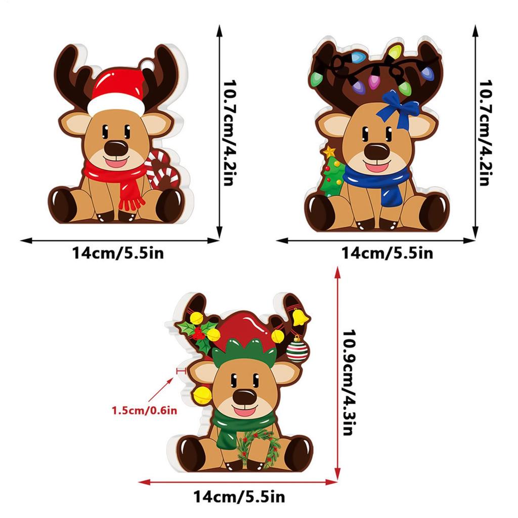 Reindeer Christmas Decor Festive Tiered Tray Decorations 2D Deer Shape 3 Pieces Farmhouse Table Decor For Holiday Indoor Party