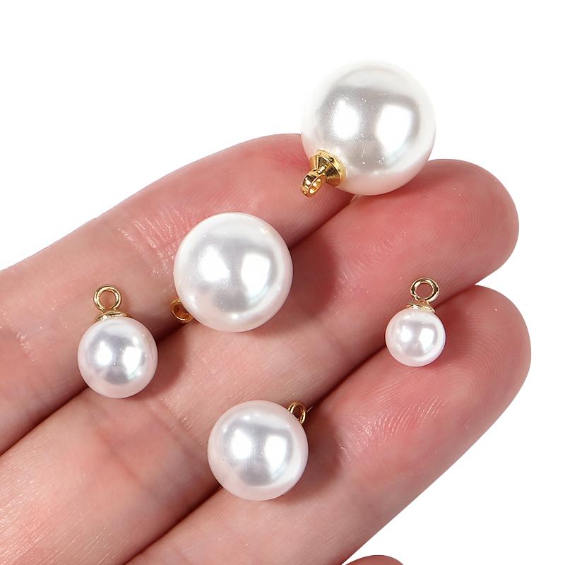 20Pcs/Lot Imitation Pearl Pendants White ABS Pearl Half Hole Beads for Jewelry Making DIY Necklace Earrings Charms Accessories