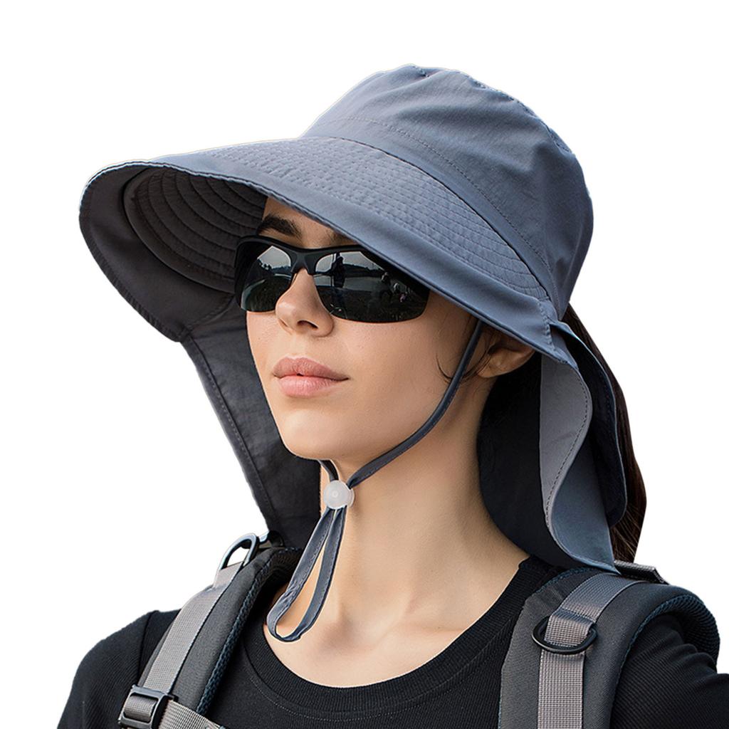 Women's Outdoor Sun Protection Hat Wide Brim UV Protection Sun Hat Adjustable Chin Strap Lightweight Breathable Hiking Fishing Cap