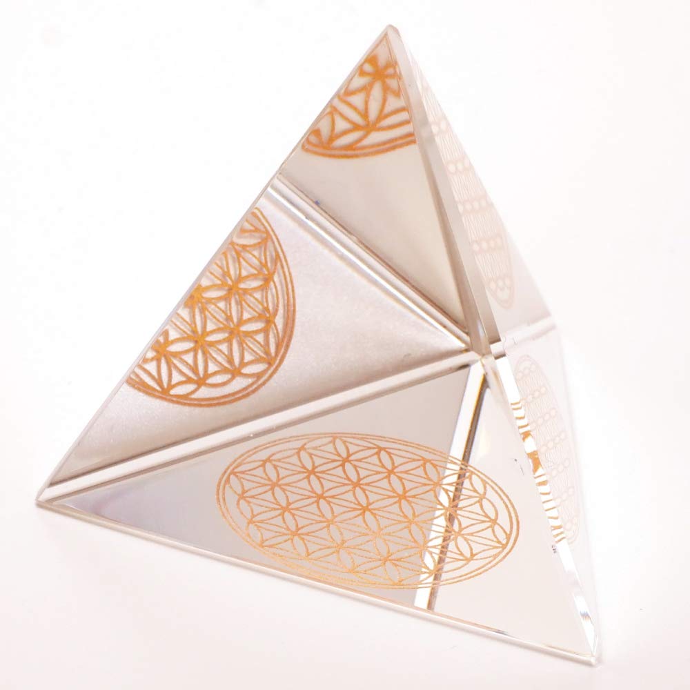 Luxury Handmade Crystal Flower of Life Triangle Pyramid Orgonite Original Purifying Healing