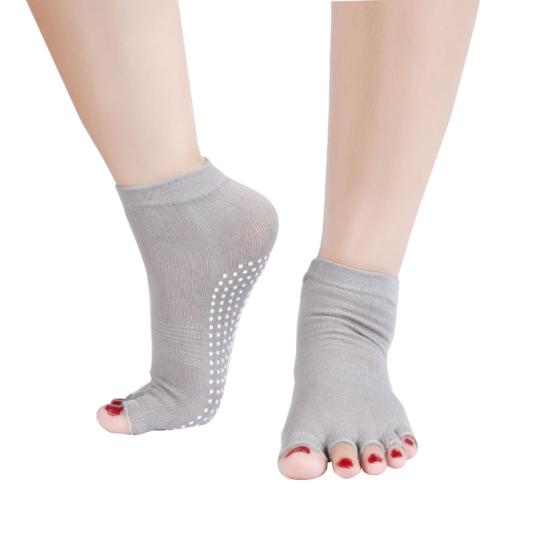 Toeless Half Toe Anti-slip Grip Ankle Yoga Socks Breathable Women Five Toe Socks