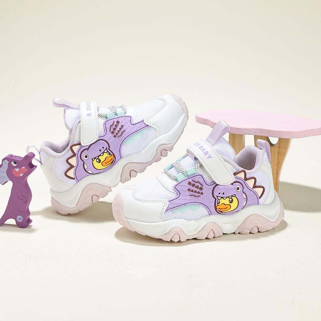 B. DUCK Little Yellow Duck Spring and Autumn New Boys and Girls Cartoon Printed Design Velcro Outdoor Sports Shoes