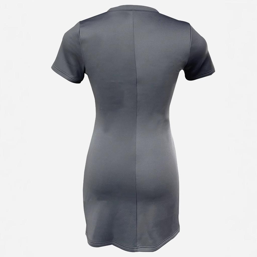 Women's dress short sleeve round neck elegant high waist short dress