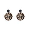 Fashion Leopard Print Stud Earrings, Personalized Geometric Round Acrylic Leopard Print Earrings