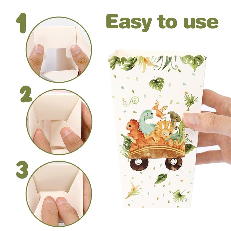 Dinosaur Theme Party Popcorn Boxes Candy Box Dinosaur Party Decor Birthday Baby Shower Kids Boys Jungle Birthday Party Supplies