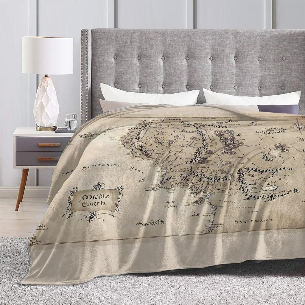 Middle Earth Map l-Lords Of The R-Rings Warm Blanket Camping Plush Throw Blanket Bedroom Flannel Bedspread Sofa Bed Cover
