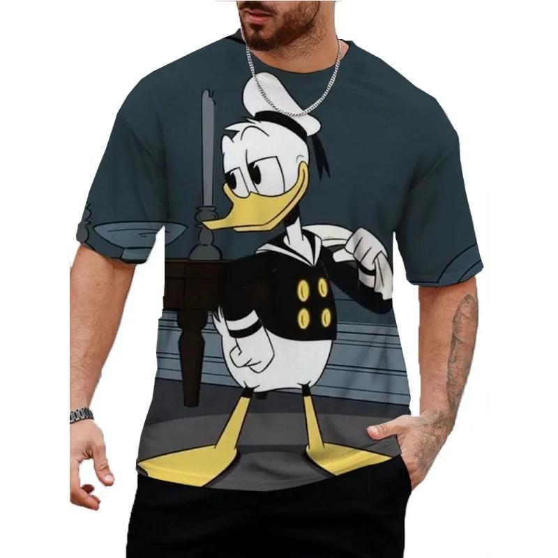 Disney Sommer Herren Niedliches Donald Duck T-Shirt Cartoon Top T-Shirt Herren und Damen Lustige Kurzarm Kleidung Lässige Streetwear