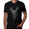 3d White Line Stag Deer Polygon Head Tshirt Casual Minimalist Short Sleeve Top Tshirt