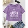Error 404 Creative Letter Printed Womens Washed T-Shirt Cotton O-Neck T Shirts Retro Fitness Tops Slim Short Sleeve