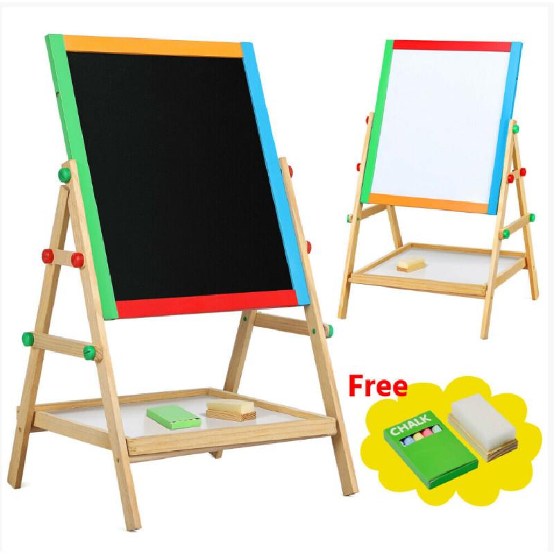 Wooden Kid Art Easel Double Sided Blackboard Magnetic Surface Multi Functional